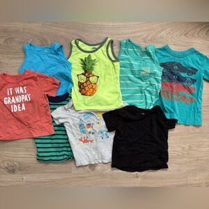 Boys Summer Shirt Bundle 18-24M 2T Old Navy Carter’s H&M Tank Tops Graphic Tees